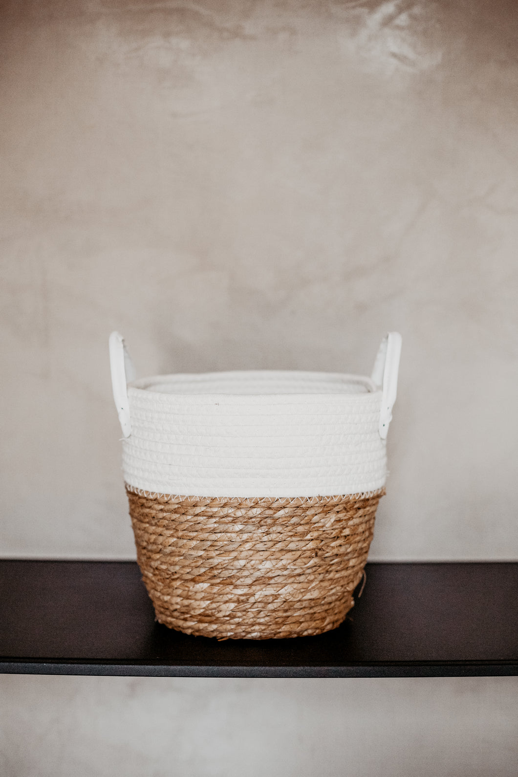 Basketly Rope Top Basket White (With Handles)