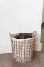 Load image into Gallery viewer, Basketly Round Hemp Tied Wire Basket with Hemp Fabric Inner
