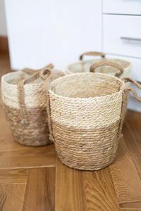 Basketly Two-tone Baskets with Hemp Handles Natural